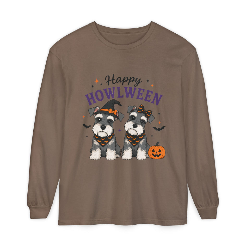 Happy Howlween Schnauzer Dogs in Costume Long Sleeve T-Shirt