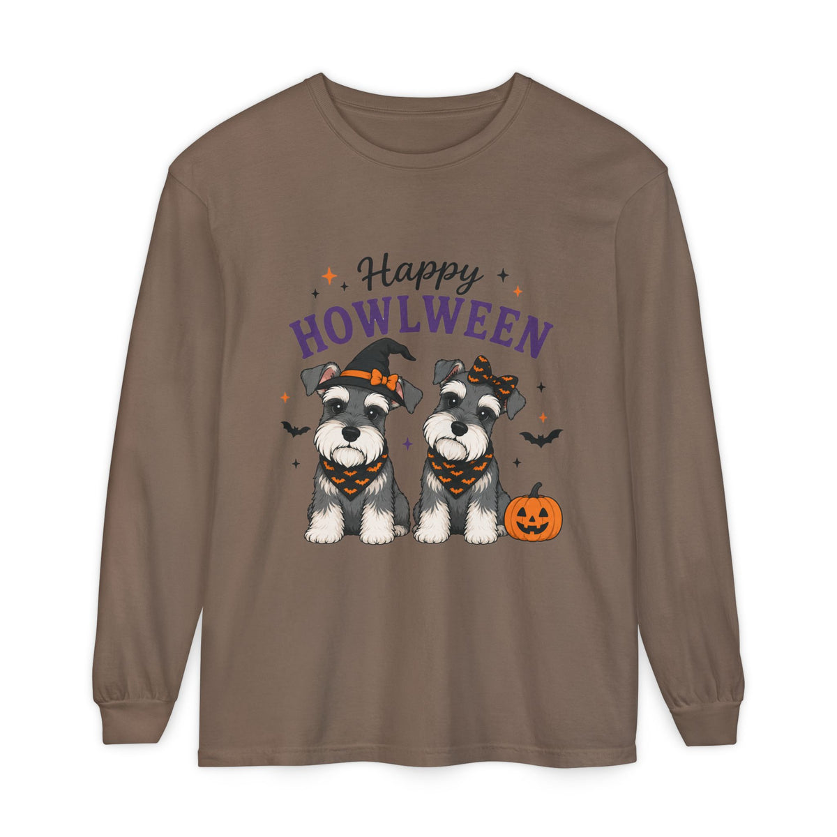 Happy Howlween Schnauzer Dogs in Costume Long Sleeve T-Shirt