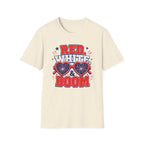 Red White Boom Sunglasses Shirt, Funny Patriotic Heart Glasses Firework Tee, 4th of July Pun Party T-Shirt, Retro Boom America Celebration Gift