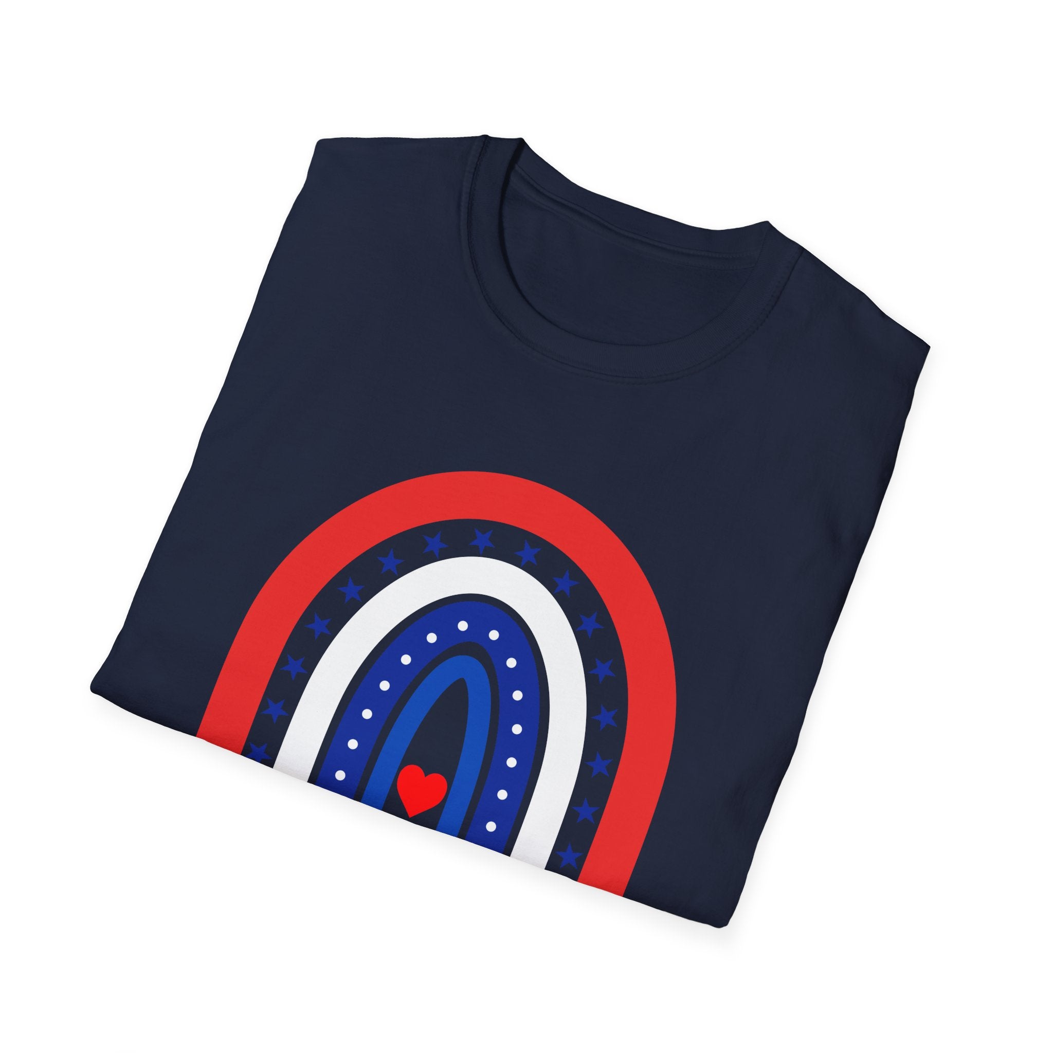 Patriotic Rainbow 250 Years T-Shirt, Boho 4th of July Rainbow Tee, America 250th Anniversary Shirt, Cute USA Rainbow Heart Gift, Independence Day