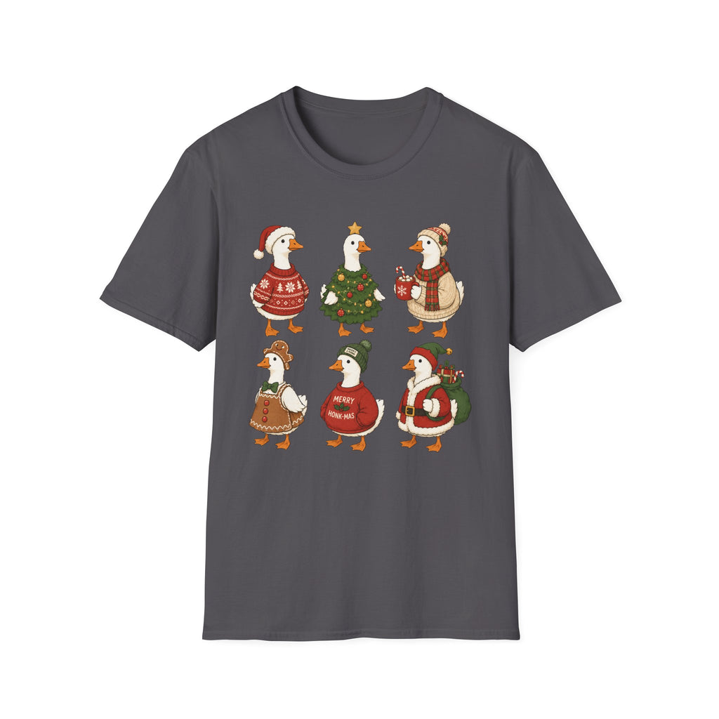 Christmas Geese T-Shirt — Cute Holiday Ducks in Sweaters & Tree Design