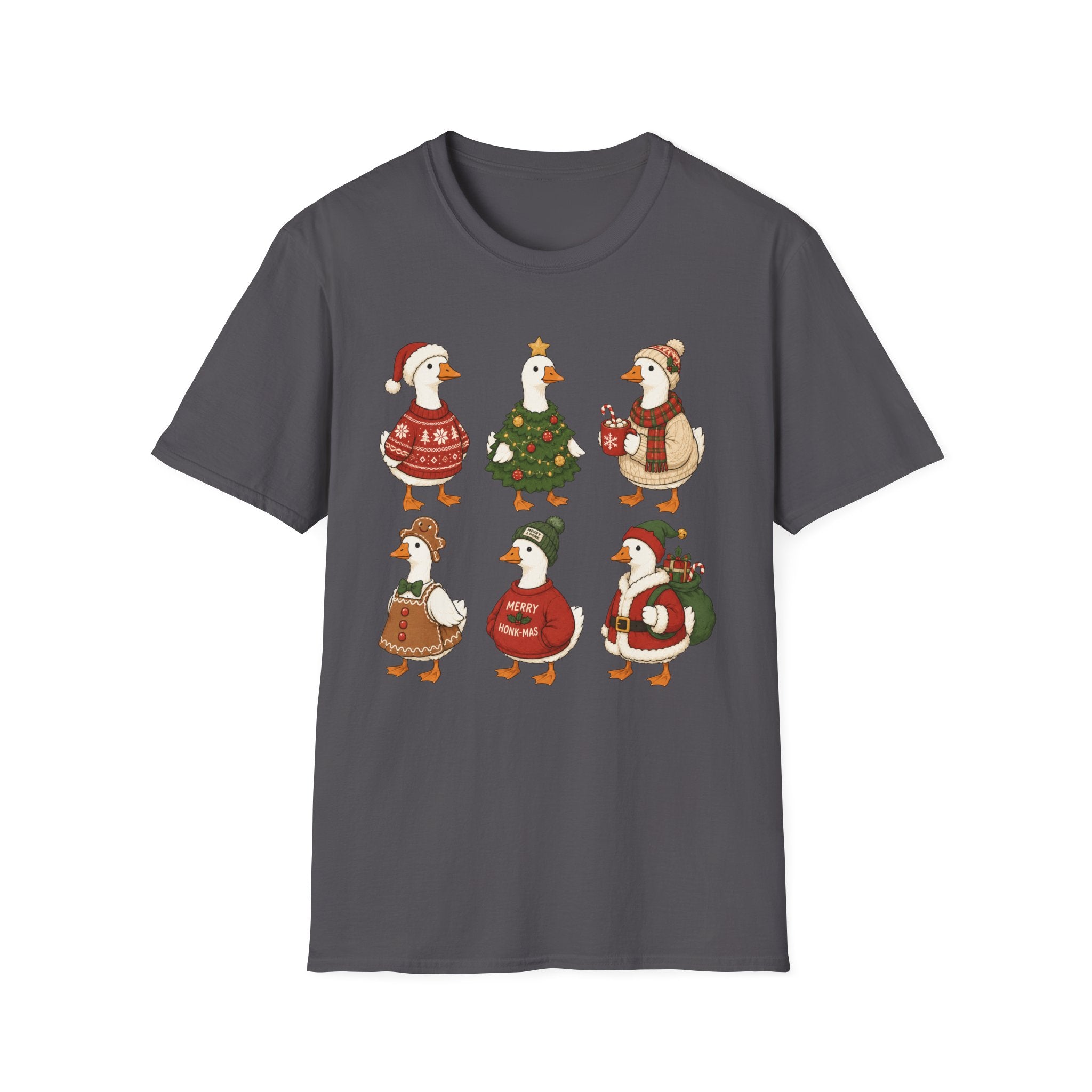 Christmas Geese T-Shirt — Cute Holiday Ducks in Sweaters & Tree Design