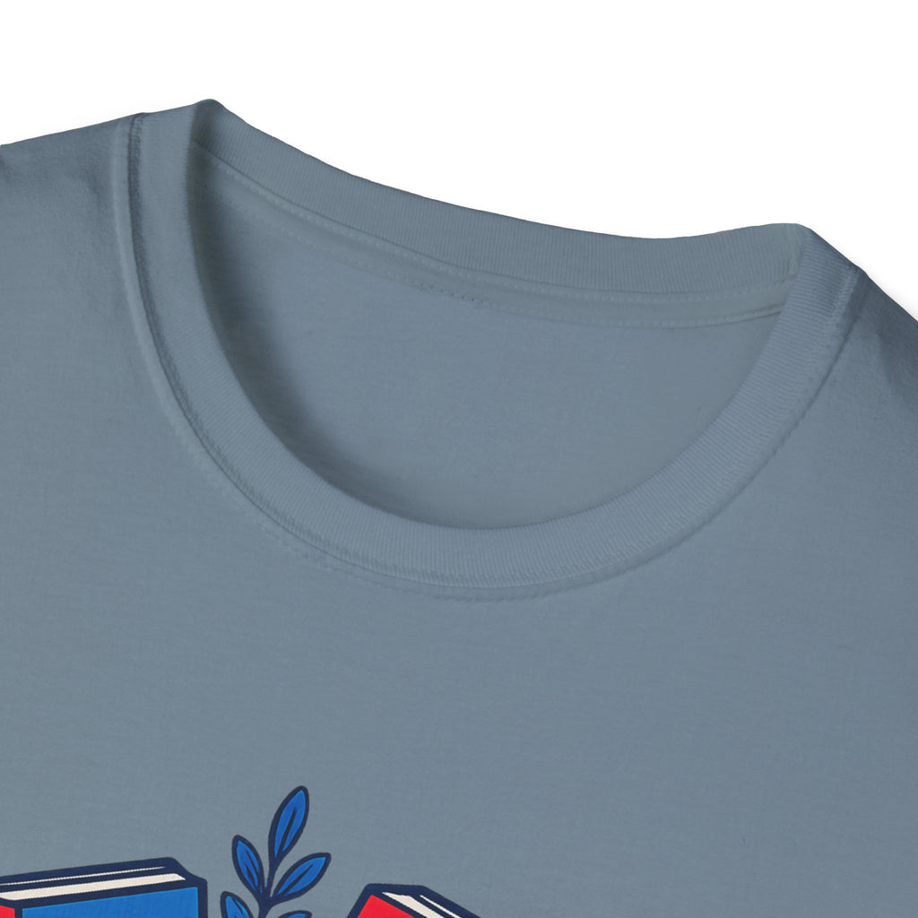 Patriotic Book Lover T-Shirt, Americana Reading Graphic Tee, Retro Library Shirt, Fourth of July Books Design, Cute Teacher Reader Apparel T-Shirt
