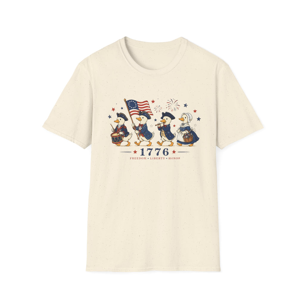 Revolutionary Duck Parade Shirt, Patriotic Duck 1776 T-Shirt, Funny 4th of July Duck Tee, Colonial Duck Marching Band, Freedom Liberty Honor USA Gift