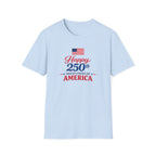 Happy 250th USA Tee, United States Anniversary Shirt, Red White Blue Patriotic Graphic Top, American Pride Celebration Outfit T-Shirt