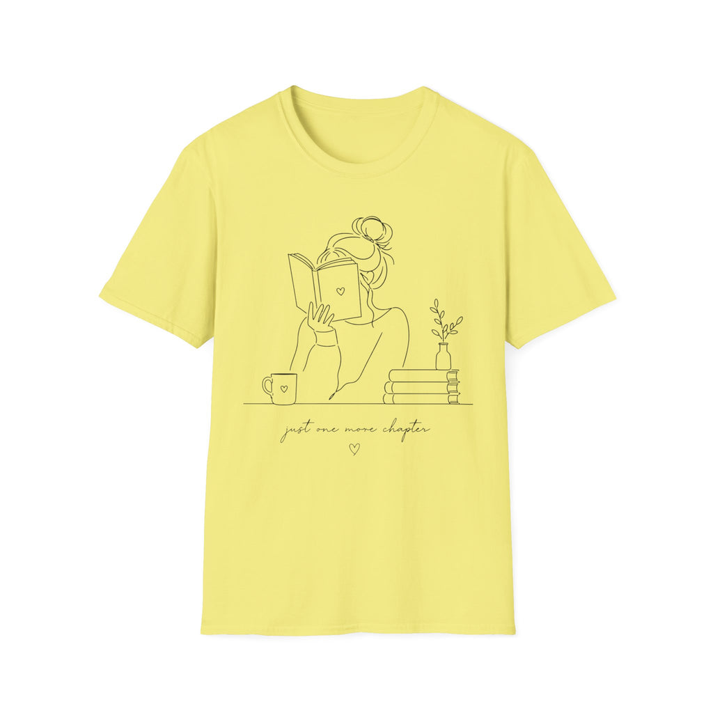 Minimal Line Art Reading Tee — "Just One More Chapter" T-Shirt