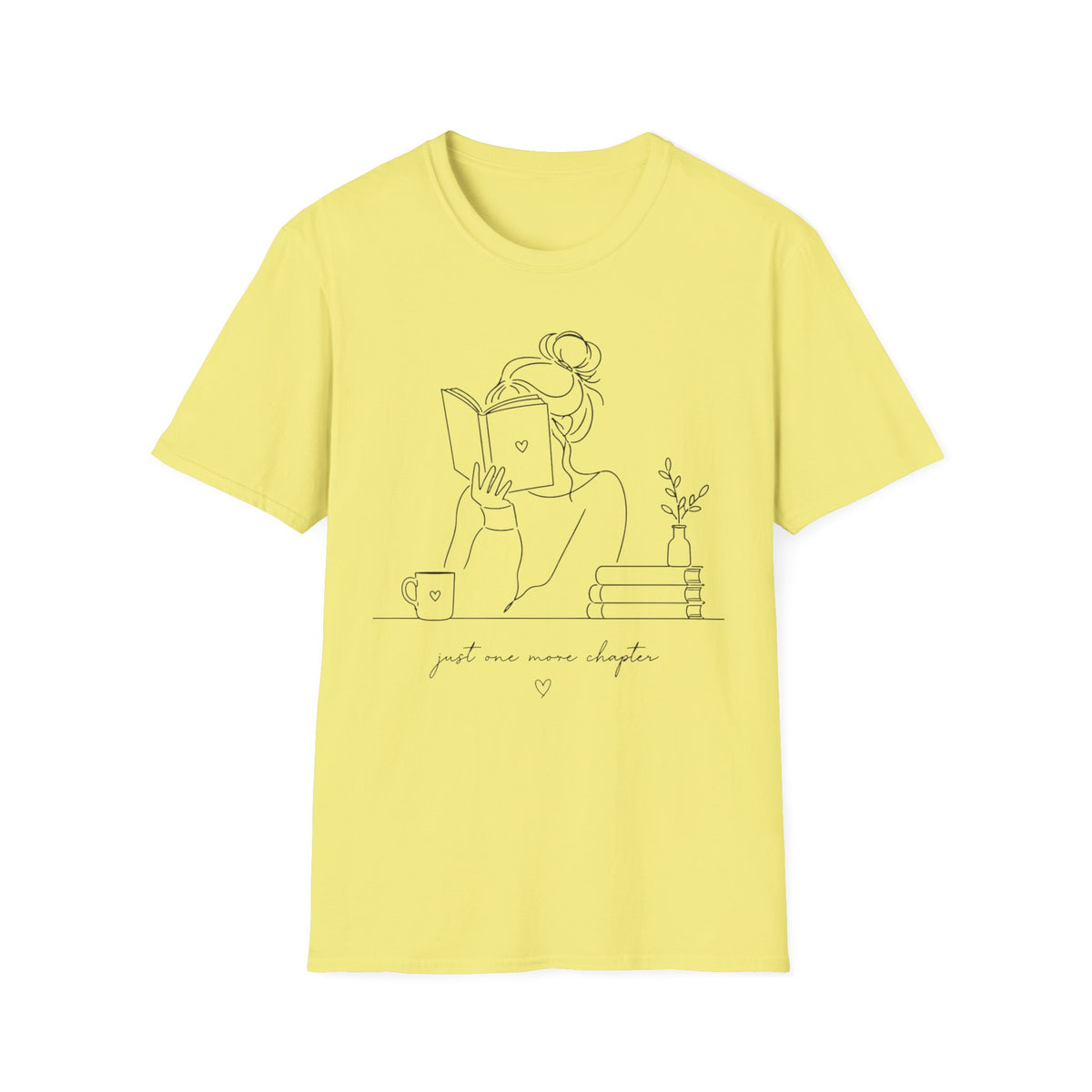Minimal Line Art Reading Tee — "Just One More Chapter" T-Shirt