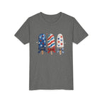 Patriotic Popsicle Trio Tee, Red White Blue Bow Shirt, Cute USA Summer Graphic Top, Fourth of July Celebration Outfit Youth Short Sleeve Tee