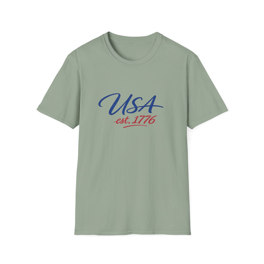 USA Est 1776 T-Shirt | Patriotic American Flag Colors Graphic Tee, Fourth Of July Casual Clothing