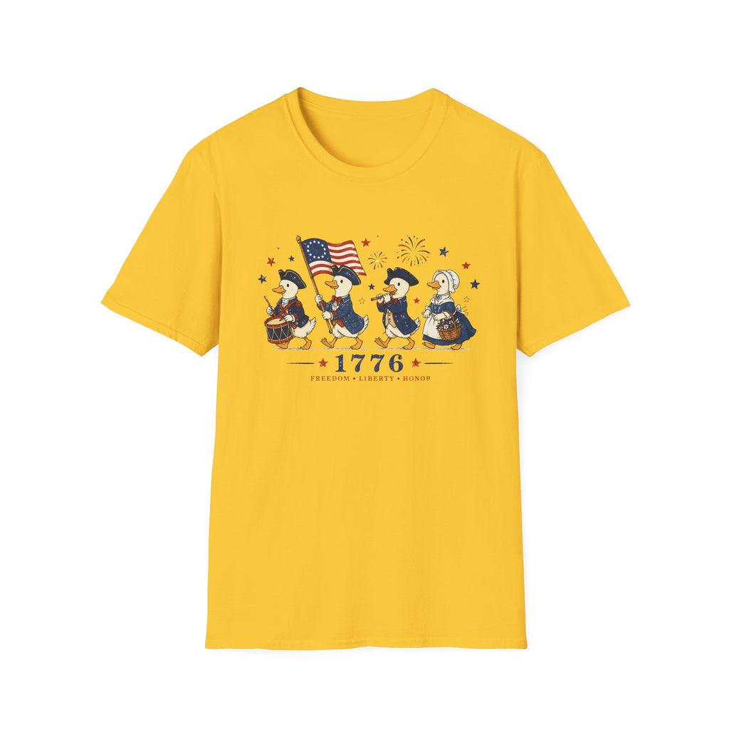 Revolutionary Duck Parade Shirt, Patriotic Duck 1776 T-Shirt, Funny 4th of July Duck Tee, Colonial Duck Marching Band, Freedom Liberty Honor USA Gift