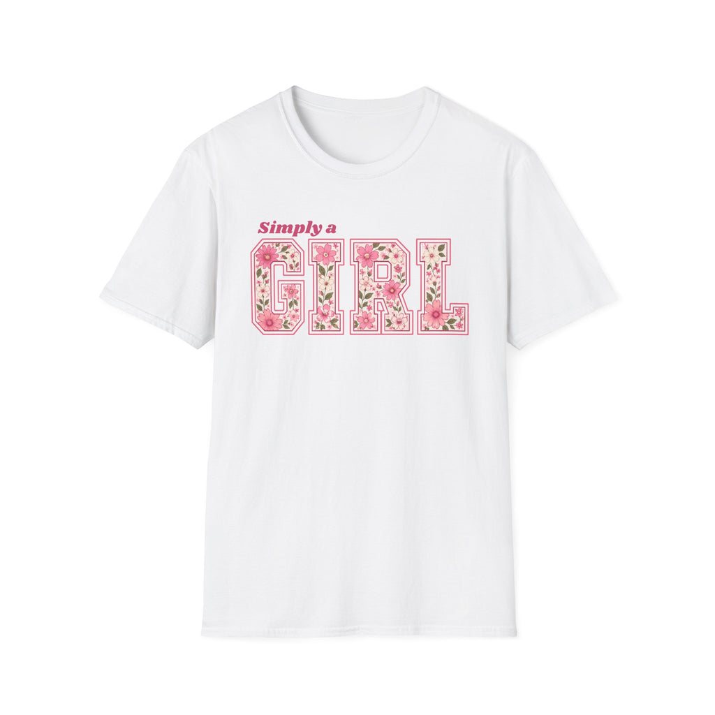 Simply a Girl Floral T-Shirt — Feminine Pink Blossom Graphic Tee