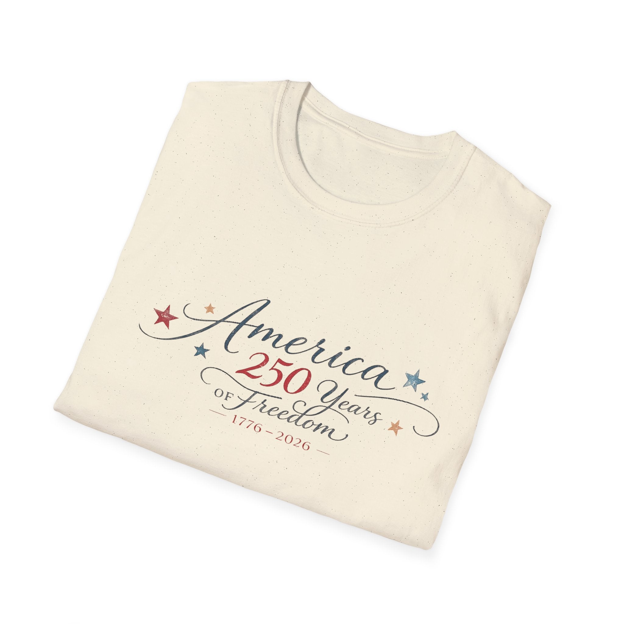 America 250 Years of Freedom Calligraphy Shirt, Elegant Script Patriotic Tee 1776 2026, Sophisticated Anniversary 4th of July T-Shirt, Patriotic