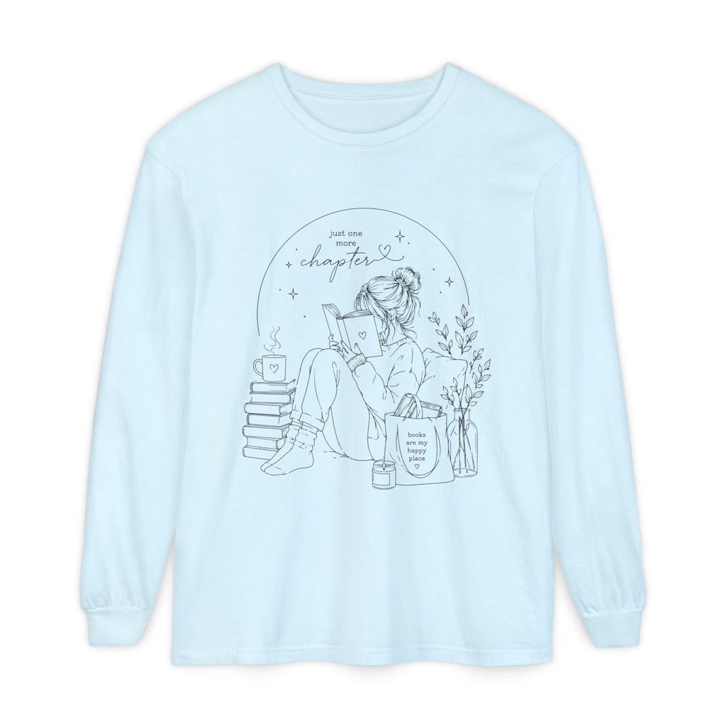 Reading Girl Long Sleeve Tee — "New Chapter" Cozy Booklover Shirt