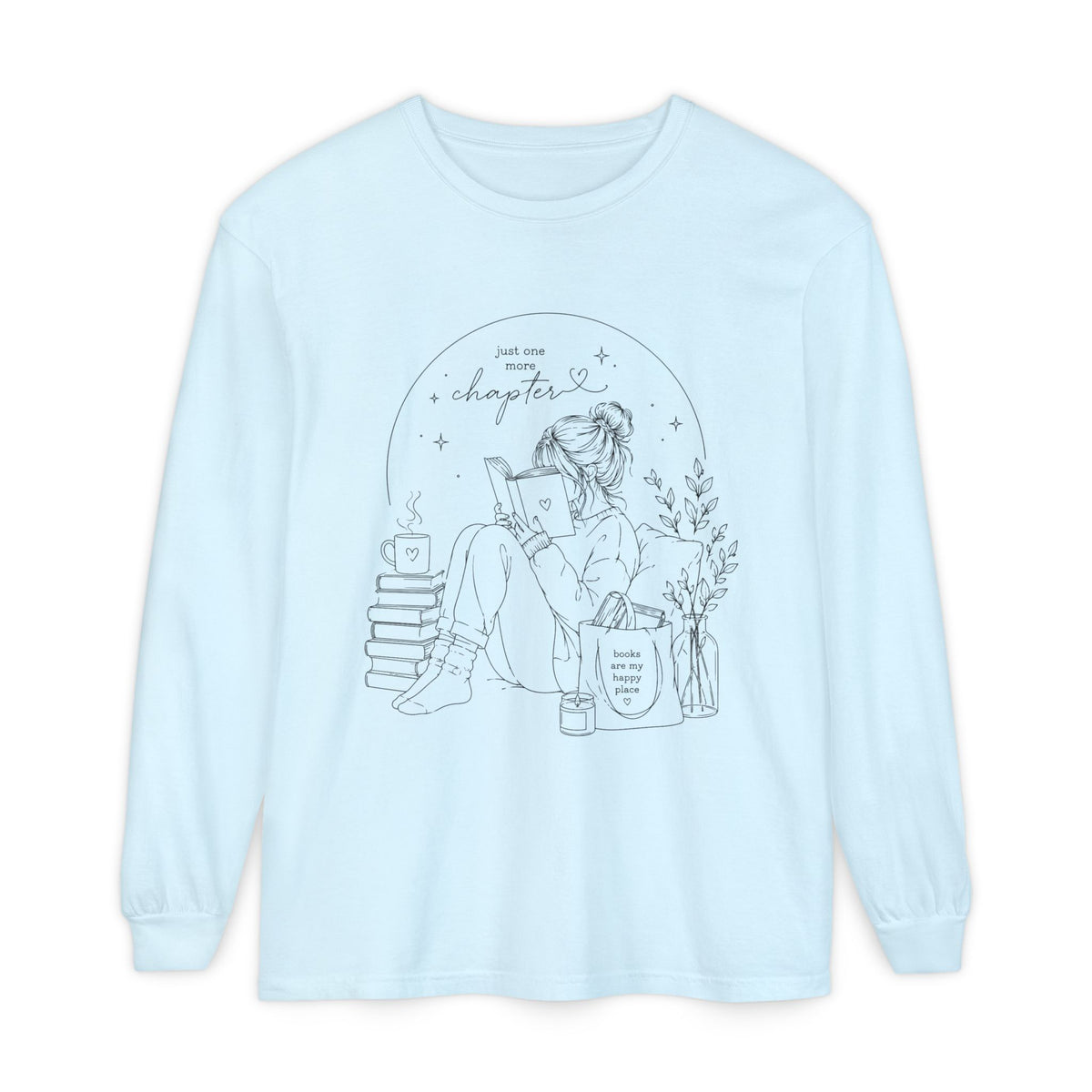 Reading Girl Long Sleeve Tee — "New Chapter" Cozy Booklover Shirt