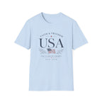 USA Faith Freedom T-Shirt | Patriotic 250 Years Liberty Graphic Tee, American Flag Heritage Top
