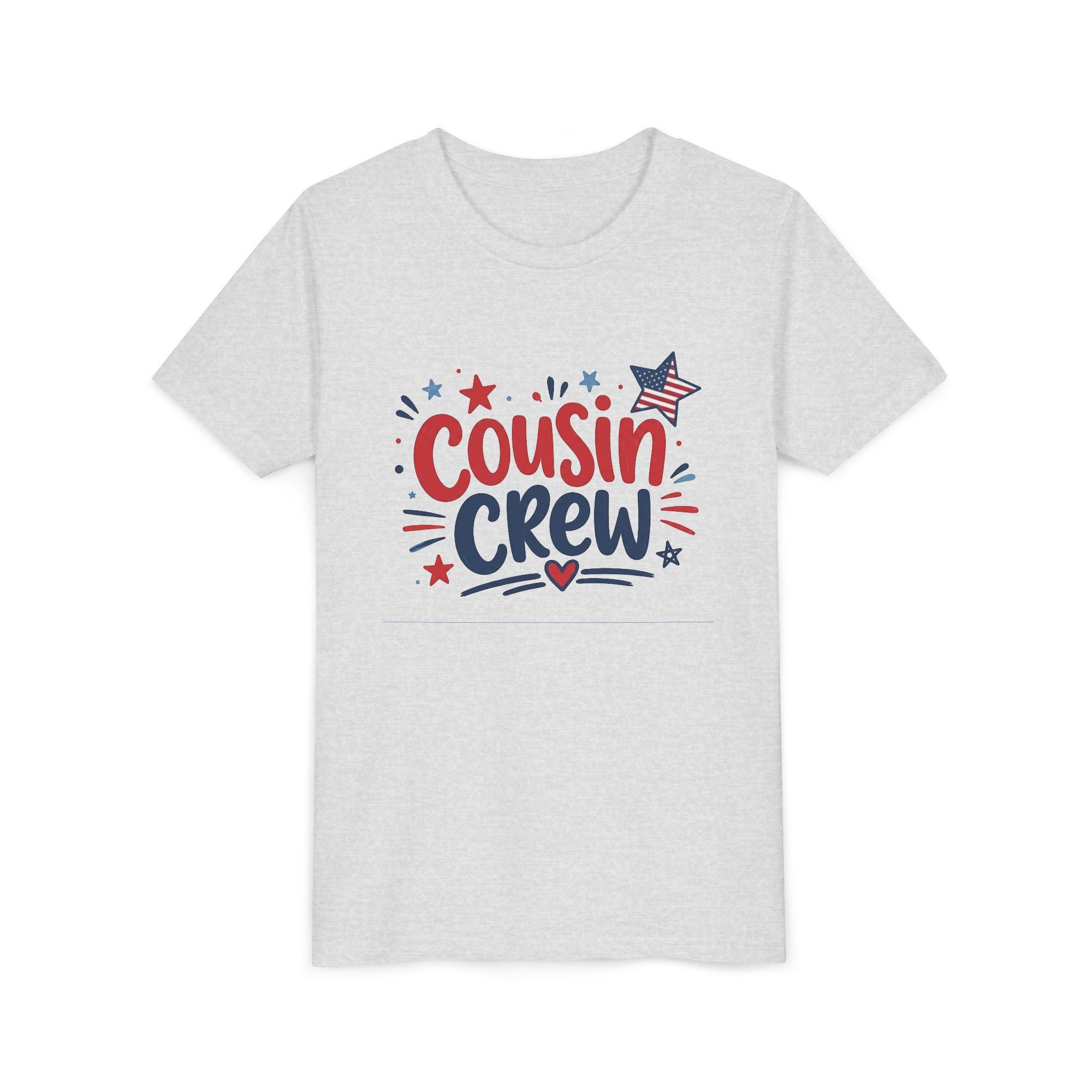 Cousin Crew Patriotic Tee, Red White Blue USA Shirt, Fun Family Celebration Graphic Top, Fourth of July Outfit Youth Short Sleeve Tee