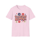 Liberty Retro USA Tee, Vintage Red White Blue Shirt, Patriotic Floral Graphic Top, Fourth of July Celebration Outfit Unisex Softstyle T-Shirt