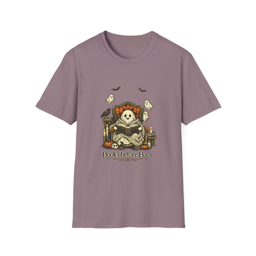Books Before Boos T-Shirt — Cute Ghost Reading Halloween Tee