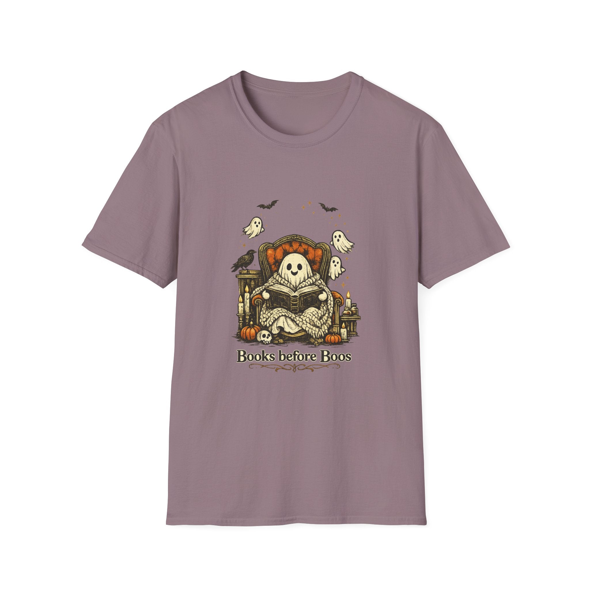 Books Before Boos T-Shirt — Cute Ghost Reading Halloween Tee