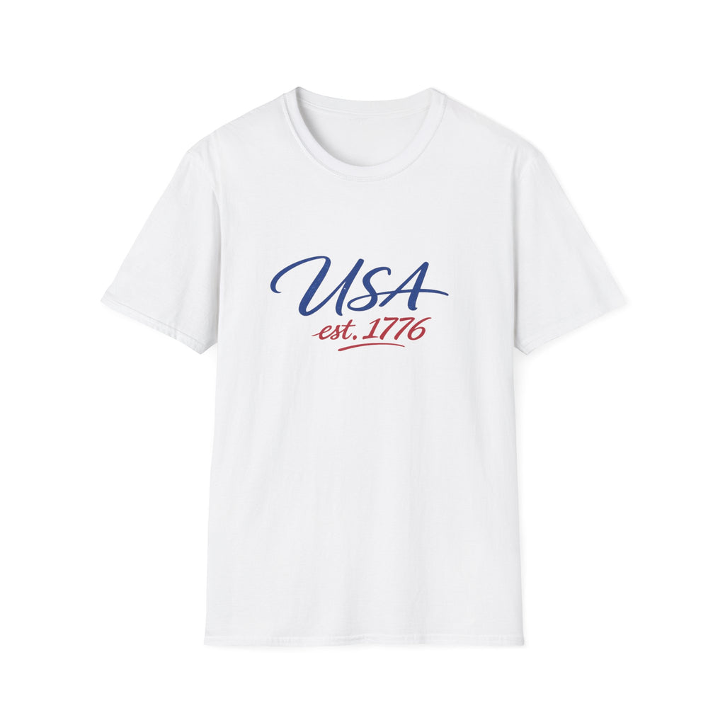 USA Est 1776 T-Shirt | Patriotic American Flag Colors Graphic Tee, Fourth Of July Casual Clothing