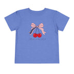 Made in the USA Cherry Tee, Patriotic Red White Blue Shirt, Cute Bow Fruit Graphic Top, Fourth of July Summer Outfit Toddler Short Sleeve Tee