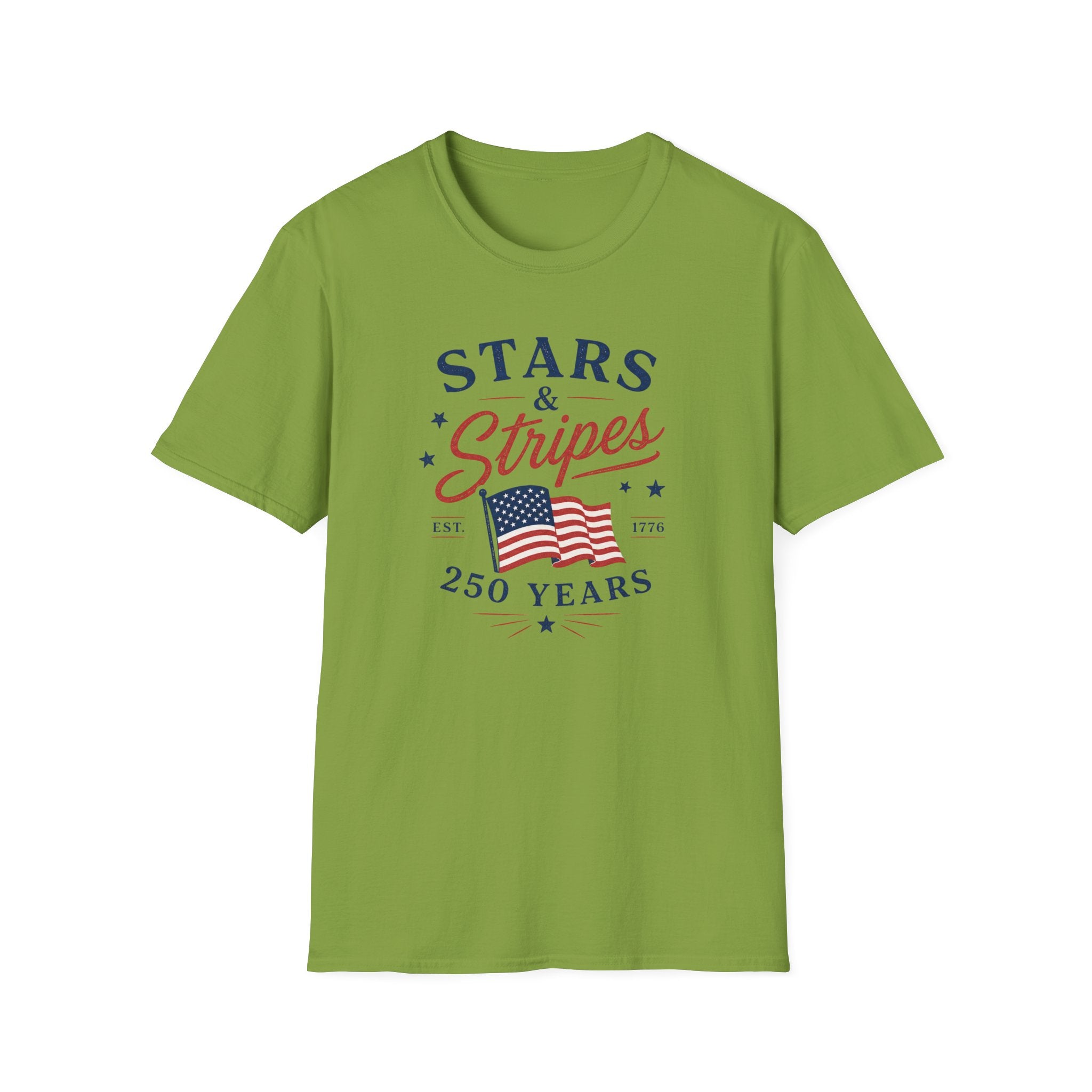 Stars and Stripes 250 Years Tee, EST 1776 USA Shirt, Red White Blue Flag Graphic Top, Patriotic American Heritage Outfit T-Shirt