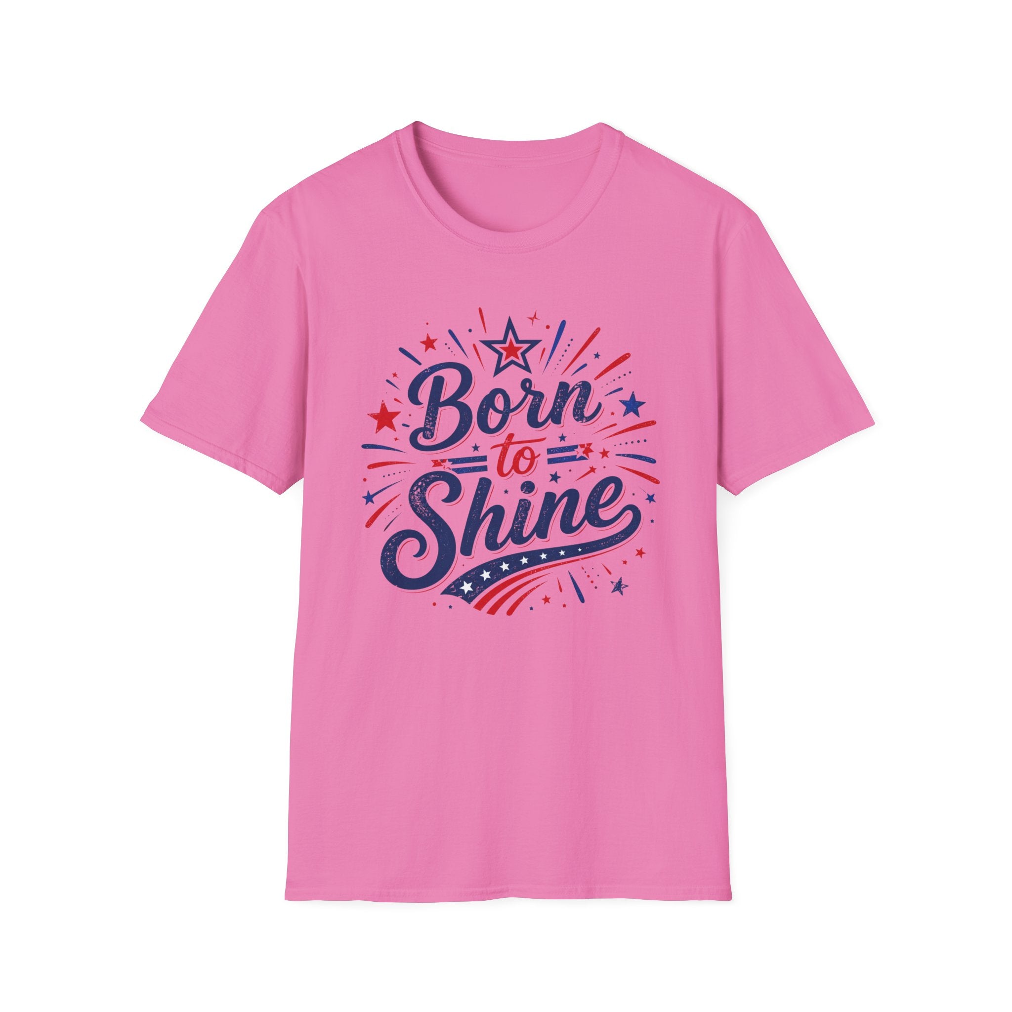 Born To Shine T-Shirt | Patriotic Fireworks Graphic Tee, Fourth Of July Stars Stripes Top
