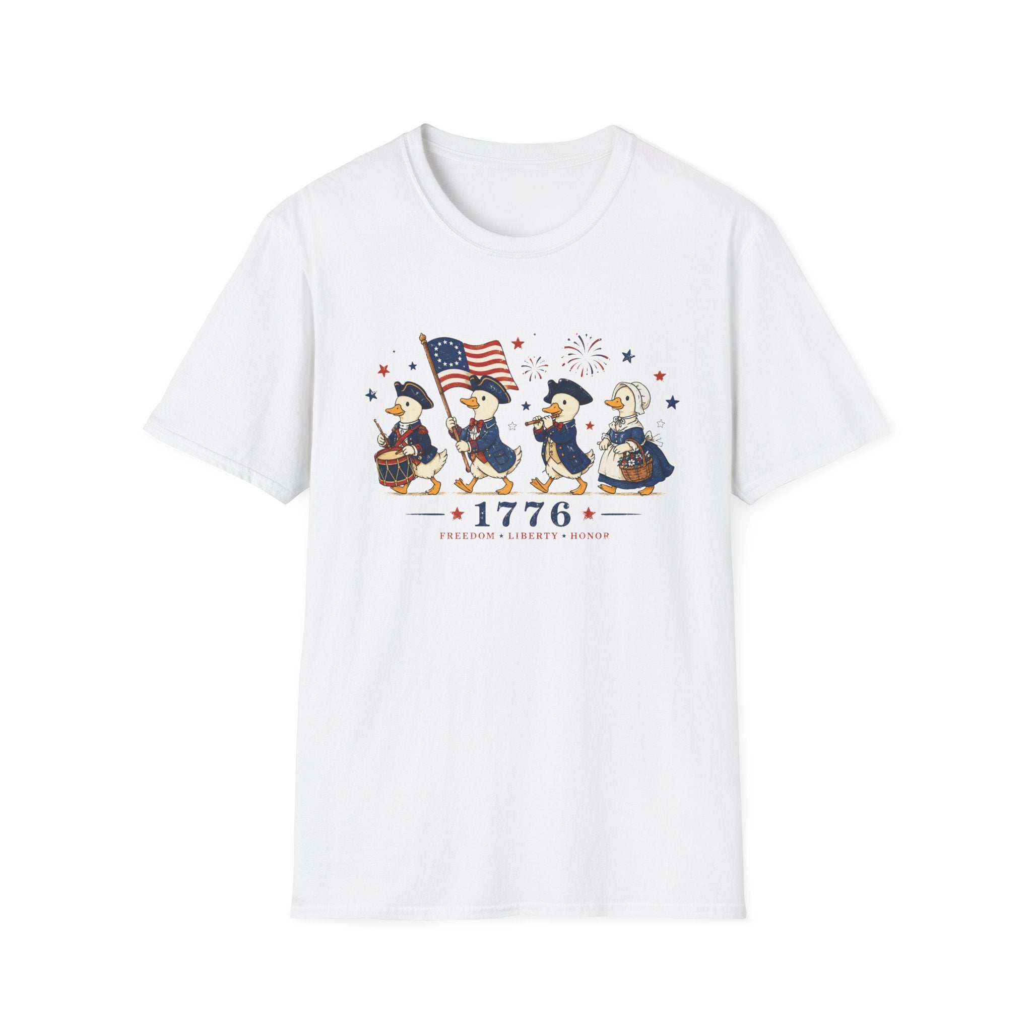 Revolutionary Duck Parade Shirt, Patriotic Duck 1776 T-Shirt, Funny 4th of July Duck Tee, Colonial Duck Marching Band, Freedom Liberty Honor USA Gift