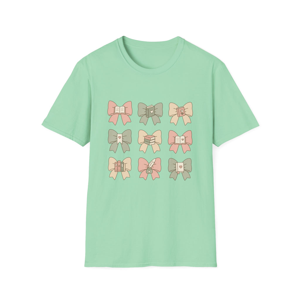 Reading Bows T‑Shirt — Pastel Book Lover Graphic Tee