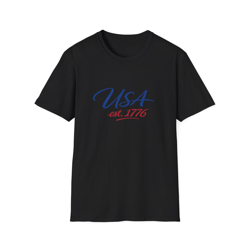 USA Est 1776 T-Shirt | Patriotic American Flag Colors Graphic Tee, Fourth Of July Casual Clothing