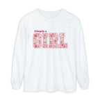Simply a GIRL Floral Feminine Pink Flower Typography Long Sleeve T-shirt