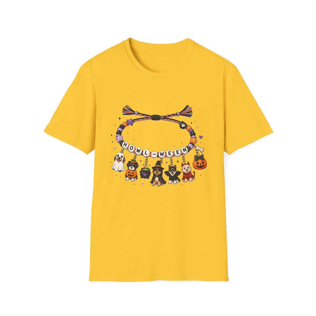 Halloween Charm Bracelet T-Shirt — Cute Howl-ween Puppy Dog & Ghost Graphic Tee