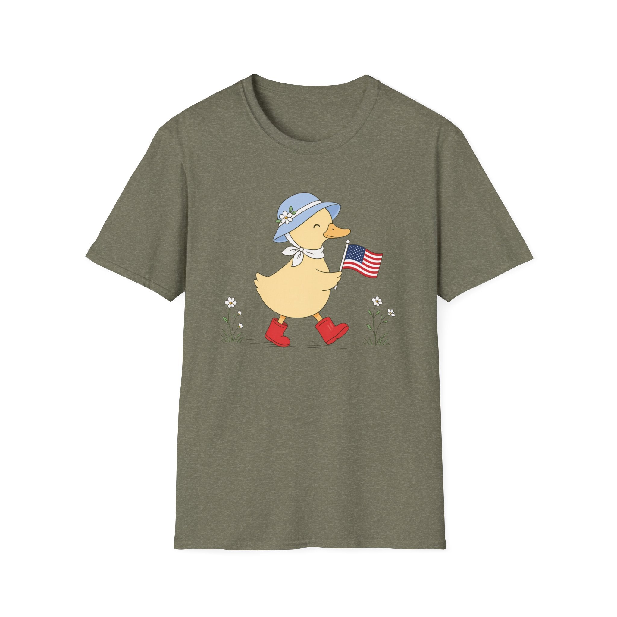 Patriotic Duck T-Shirt, Cute 4th of July Duck Tee, Funny American Flag Duck Shirt, Fourth of July Women Girls Shirt, Cottagecore Patriotic Tee, USA Duck Gift