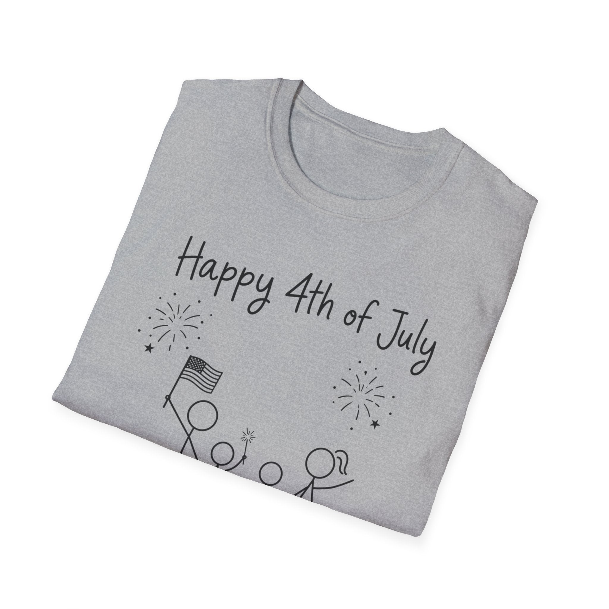 Happy 4th of July 250th T-Shirt USA Family Stick Figure Tee