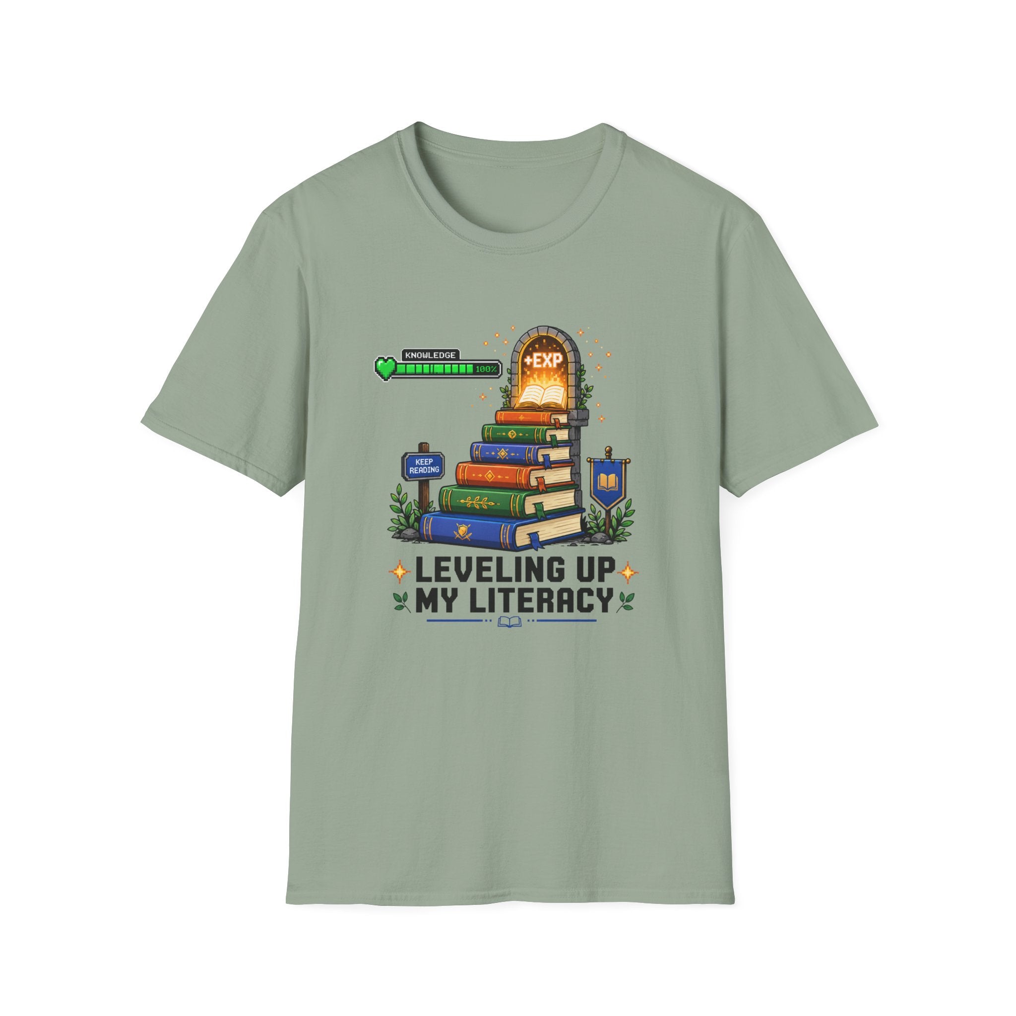 Literacy Level-Up T-Shirt — "Leveling Up My Literacy" Book Gamer Tee