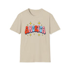 America Retro Patriotic T-Shirt, Groovy Fourth of July Graphic Tee, Vintage Americana Shirt, Cute Summer Independence Day Apparel, Trendy USA Outfit T-Shirt