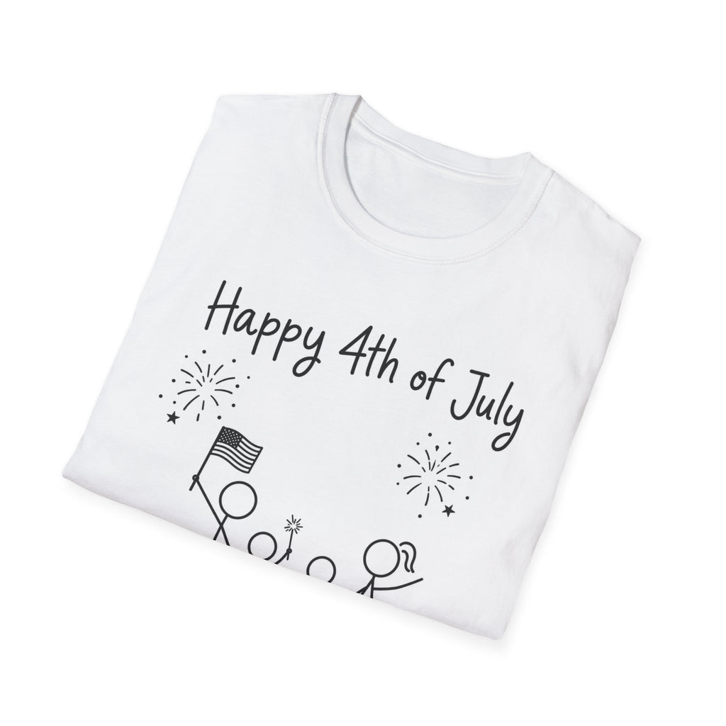 Happy 4th of July 250th T-Shirt USA Family Stick Figure Tee