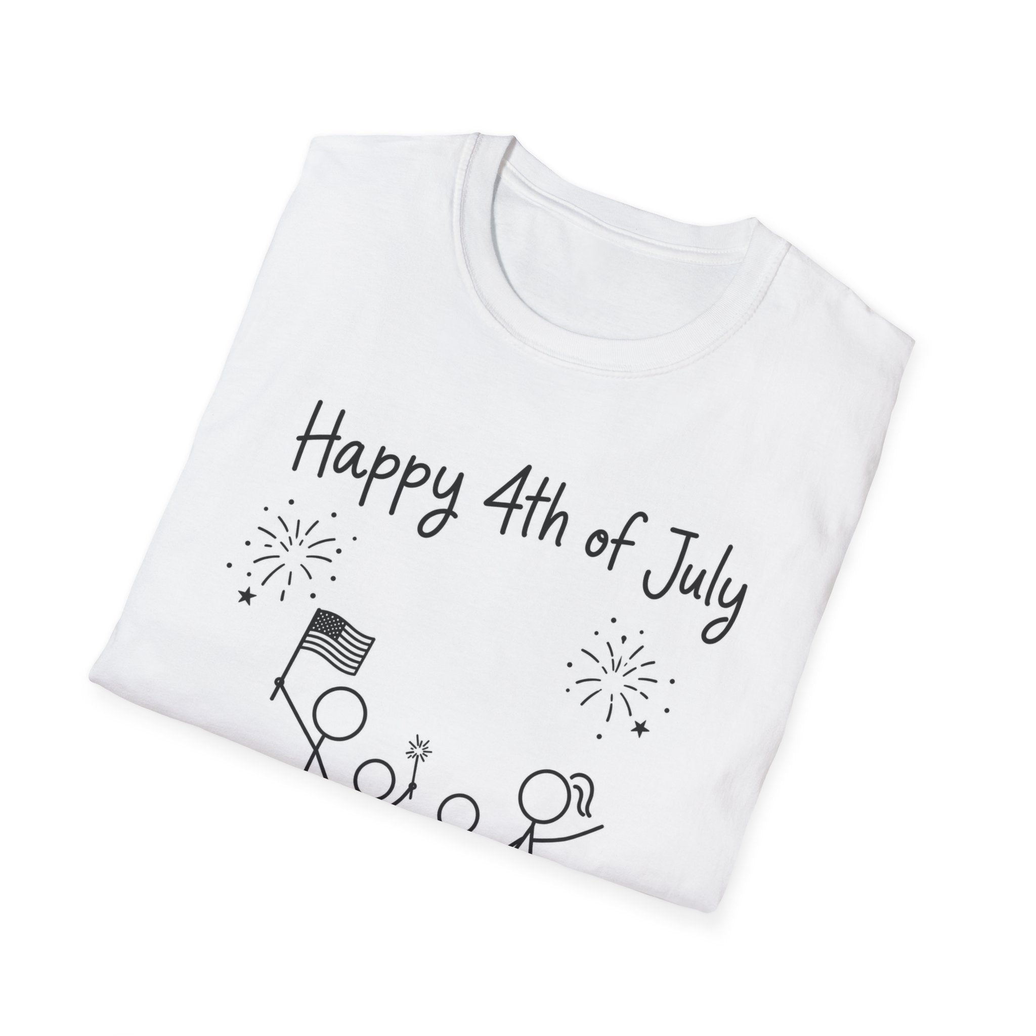 Happy 4th of July 250th T-Shirt USA Family Stick Figure Tee