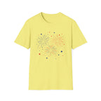 Minimalist Patriotic Fireworks T-Shirt | Fourth Of July American Flag Colors Graphic Tee, Red White Blue Stars Top