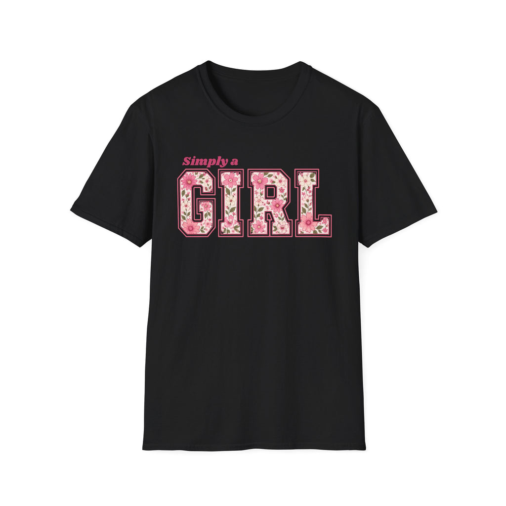 Simply a Girl Floral T-Shirt — Feminine Pink Blossom Graphic Tee