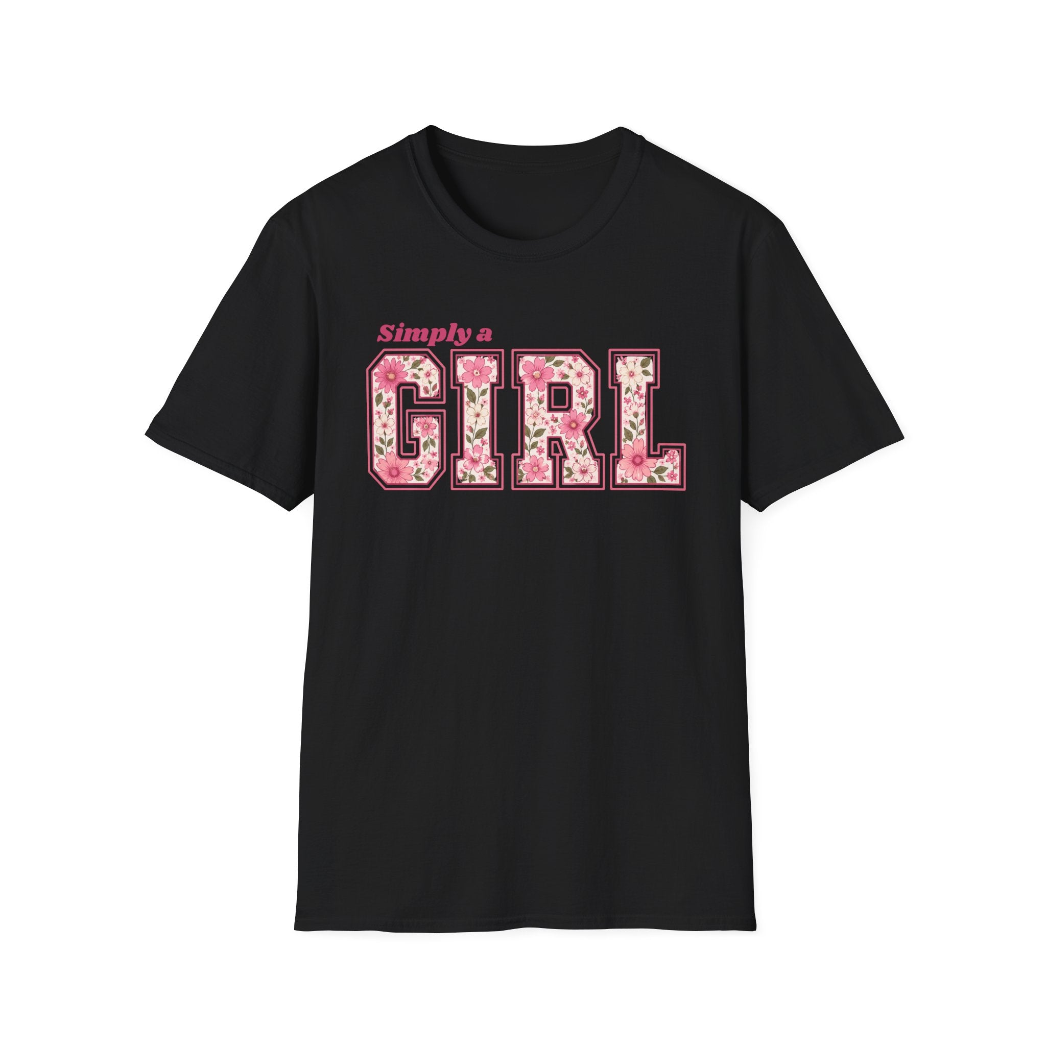Simply a Girl Floral T-Shirt — Feminine Pink Blossom Graphic Tee