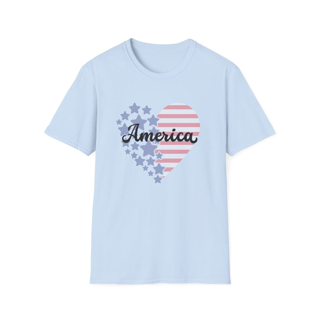 America Heart Patriotic T-Shirt, Vintage USA Flag Graphic Tee, Retro Fourth of July Shirt, Soft Americana Aesthetic Apparel, Cute Summer Holiday Outfit T-Shirt