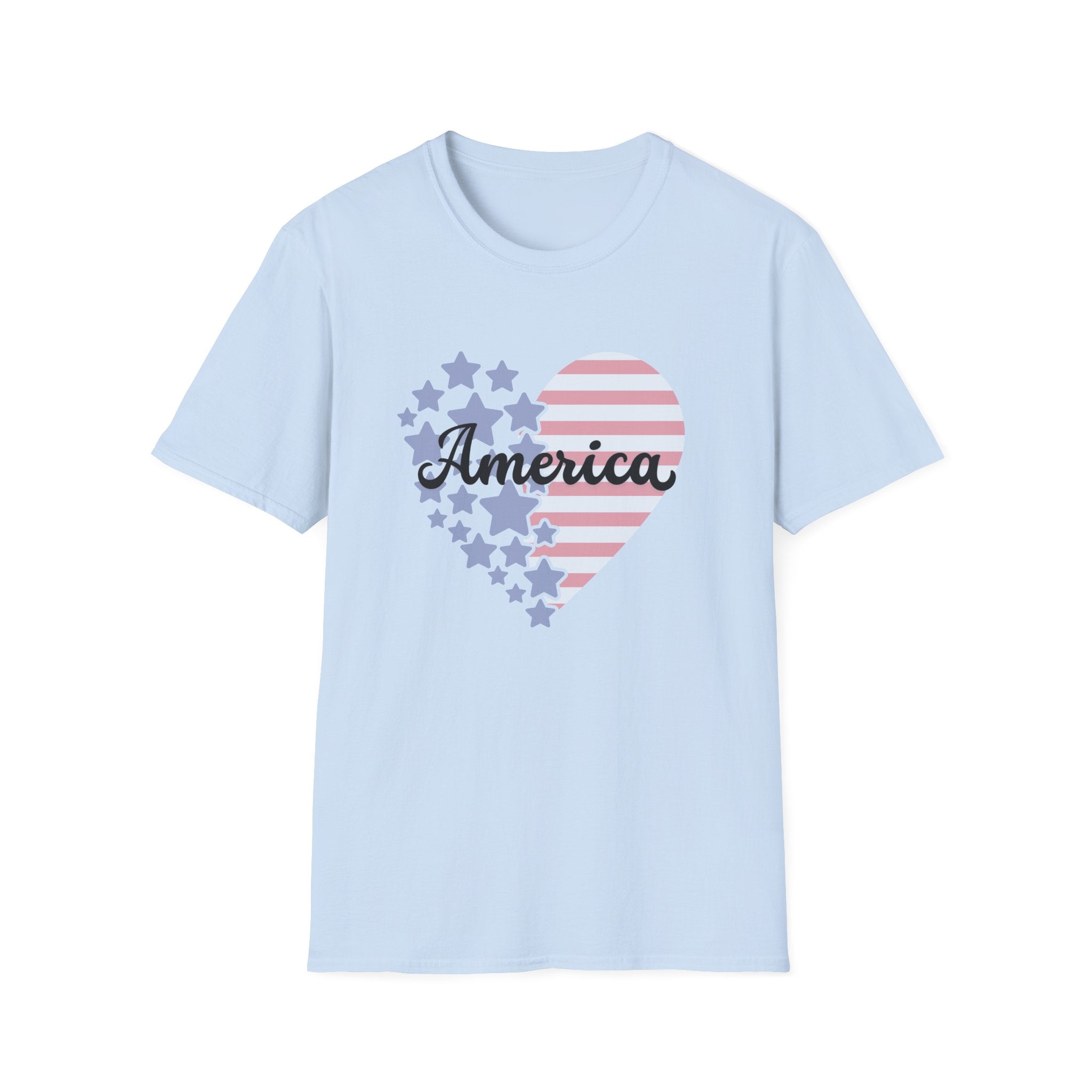 America Heart Patriotic T-Shirt, Vintage USA Flag Graphic Tee, Retro Fourth of July Shirt, Soft Americana Aesthetic Apparel, Cute Summer Holiday Outfit T-Shirt