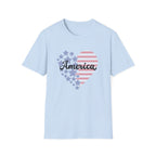 Patriotic America Heart T-Shirt 4th of July USA Graphic Tee