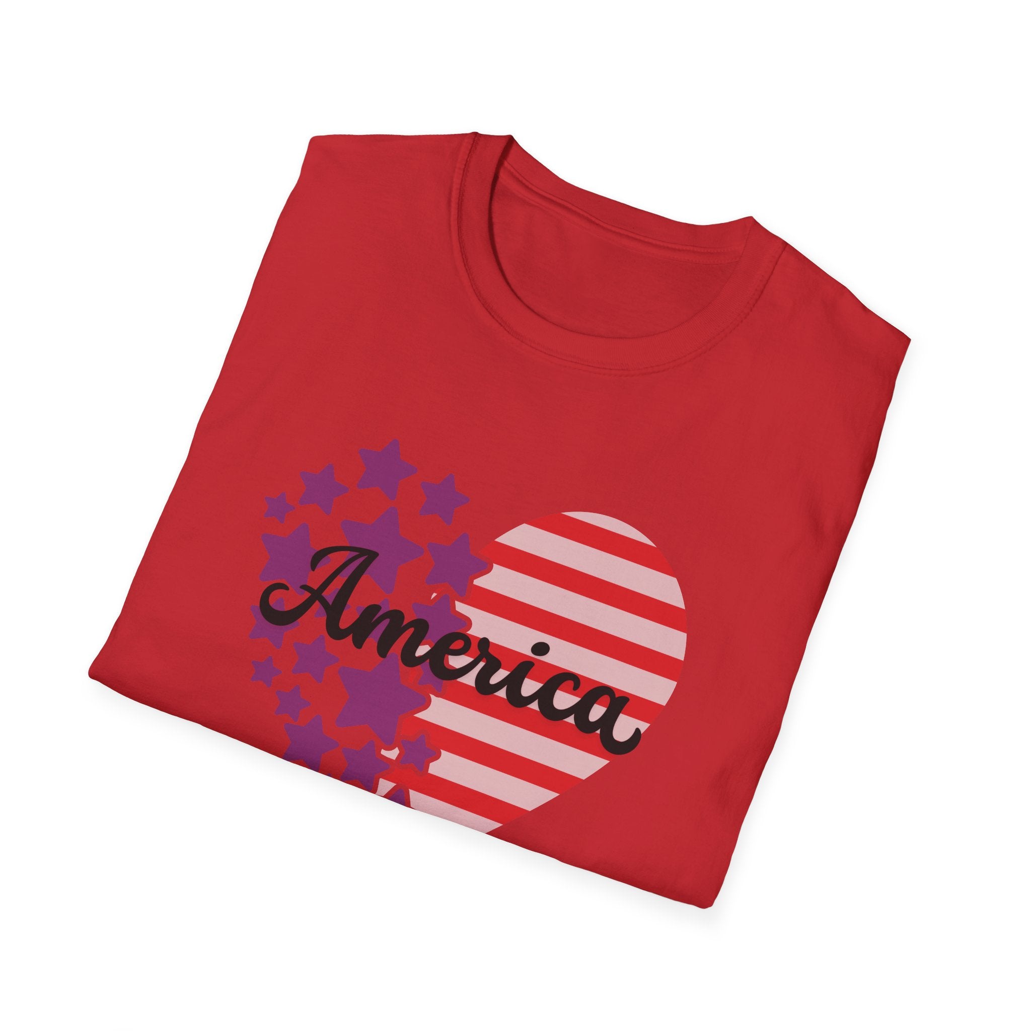 Patriotic America Heart T-Shirt 4th of July USA Graphic Tee
