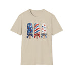 Patriotic Popsicle T-Shirt, Watercolor 4th of July Ice Cream Bow Tee, Cute Summer America Popsicle Shirt, Stars Stripes Coquette Bow Treat Gift Women