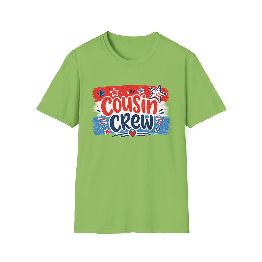 Patriotic Cousin Crew T-Shirt | Distressed American Flag Paint Stroke Graphic Tee, Fourth Of July Family Matching Top