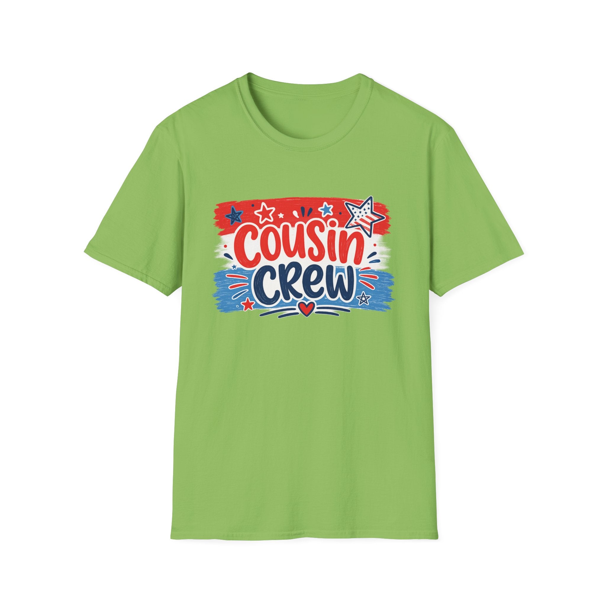 Patriotic Cousin Crew T-Shirt | Distressed American Flag Paint Stroke Graphic Tee, Fourth Of July Family Matching Top