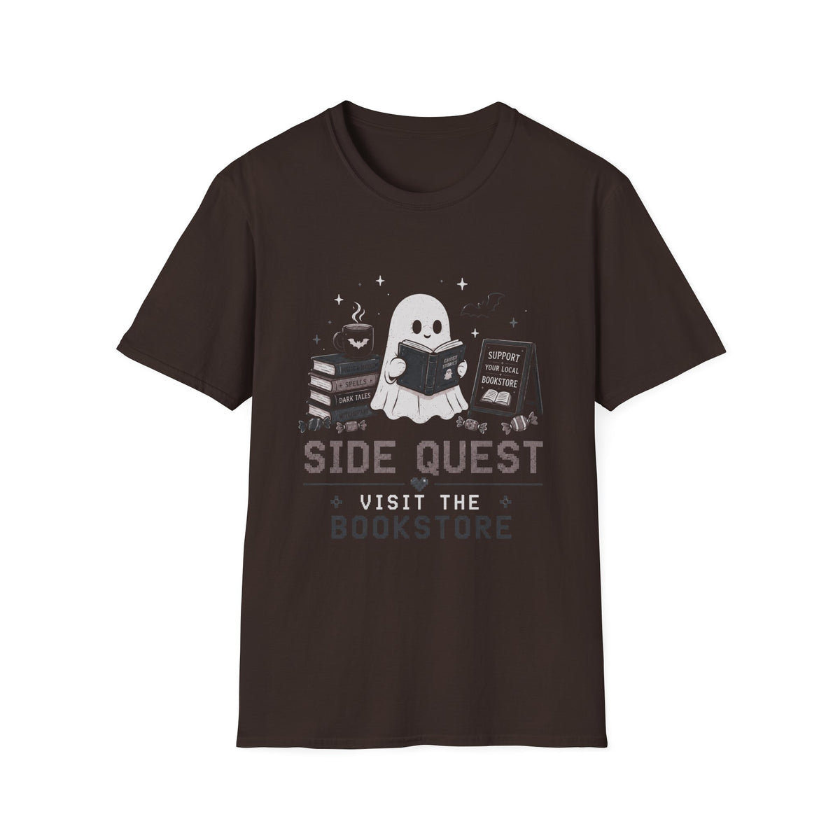 Ghost Reader Side Quest: Visit the Bookstore Cute Halloween T-Shirt
