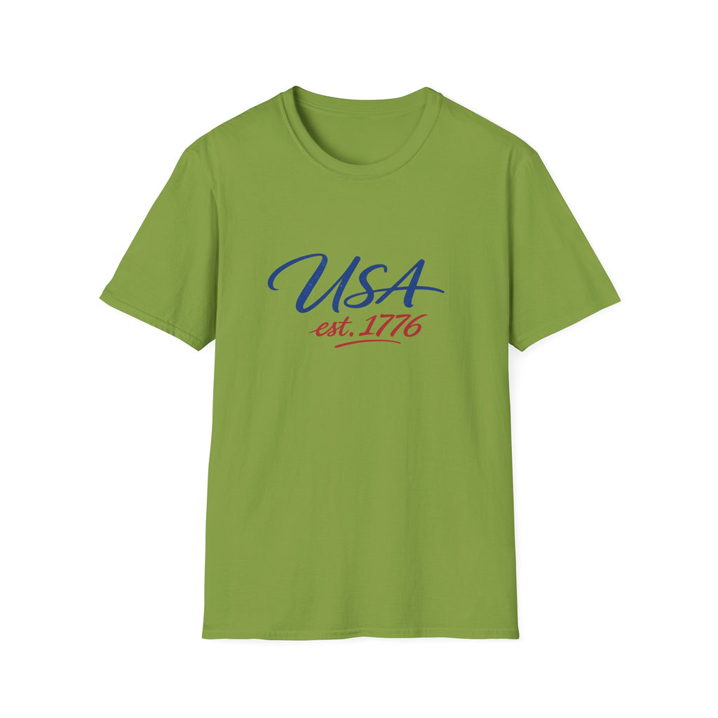 USA Est 1776 T-Shirt | Patriotic American Flag Colors Graphic Tee, Fourth Of July Casual Clothing